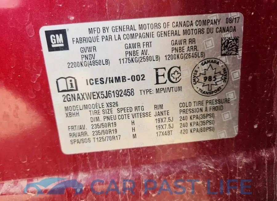 2GNAXWEX5J6192458# 14