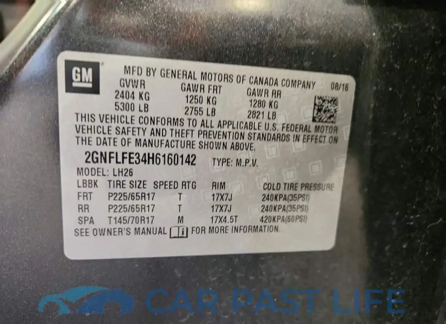 2GNFLFE34H6160142# 12
