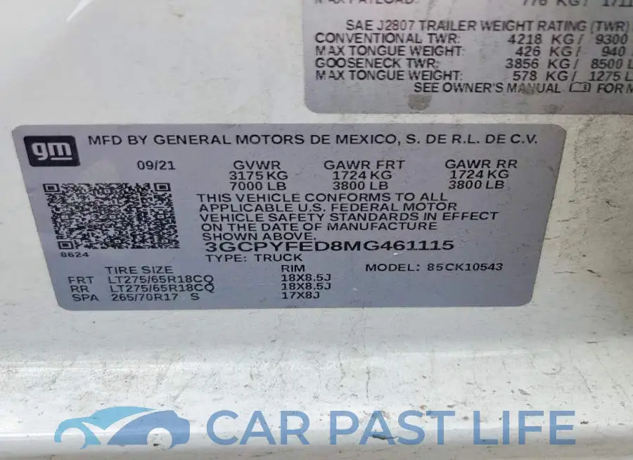 3GCPYFED8MG461115# 13