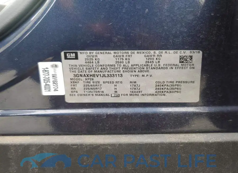 3GNAXHEV1JL333113# 12