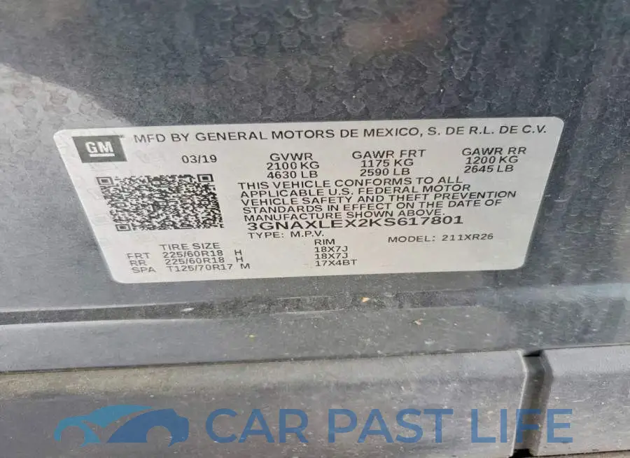 3GNAXLEX2KS617801# 12