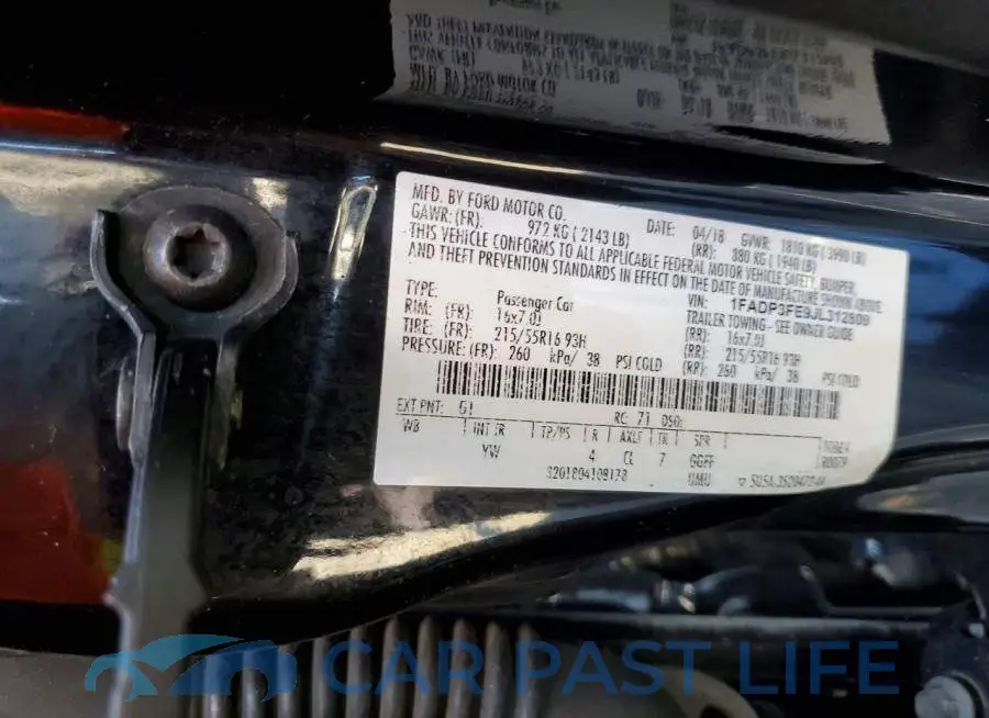 1FADP3FE9JL312809# 12