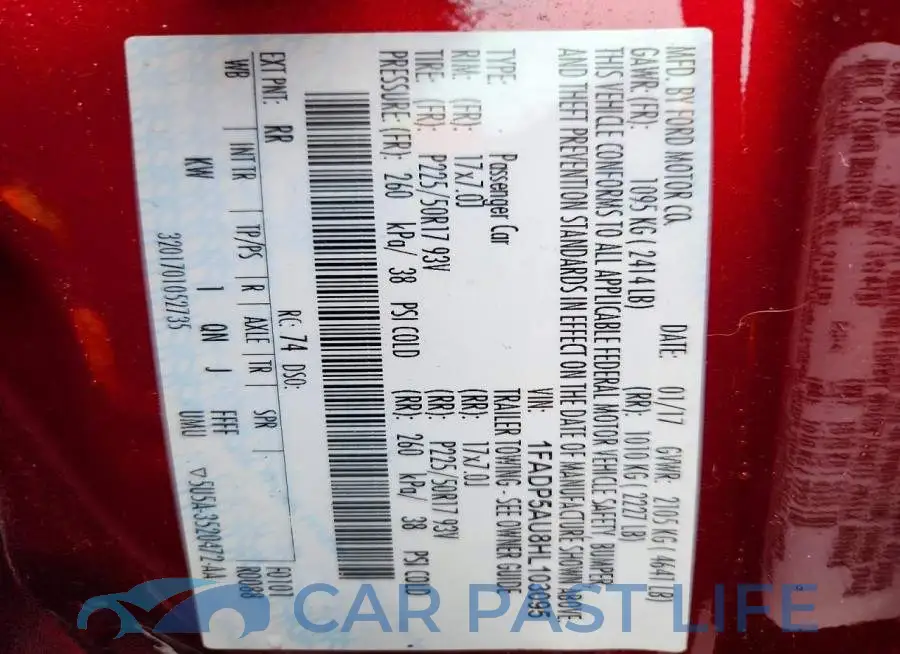1FADP5AU8HL103095# 12