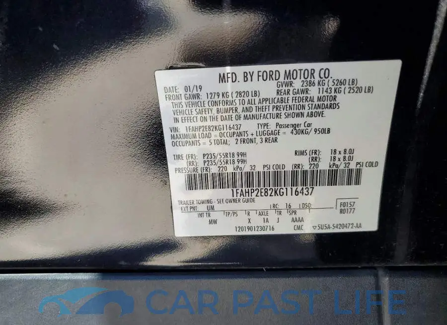1FAHP2E82KG116437# 13
