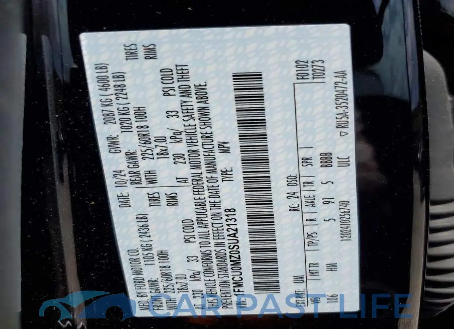 1FMCU0MZ0SUA21318# 12