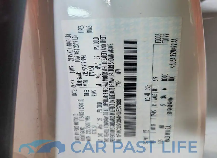 1FMCU9G94HUE37980# 13