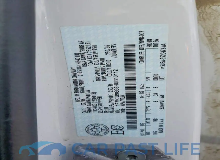 1FMCU9G98HUB10112# 13