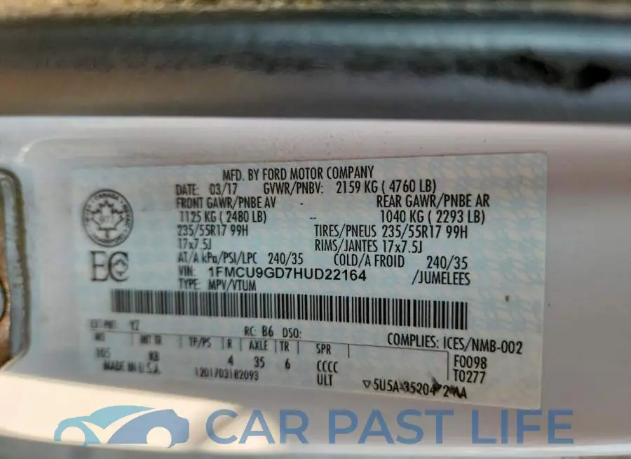 1FMCU9GD7HUD22164# 13