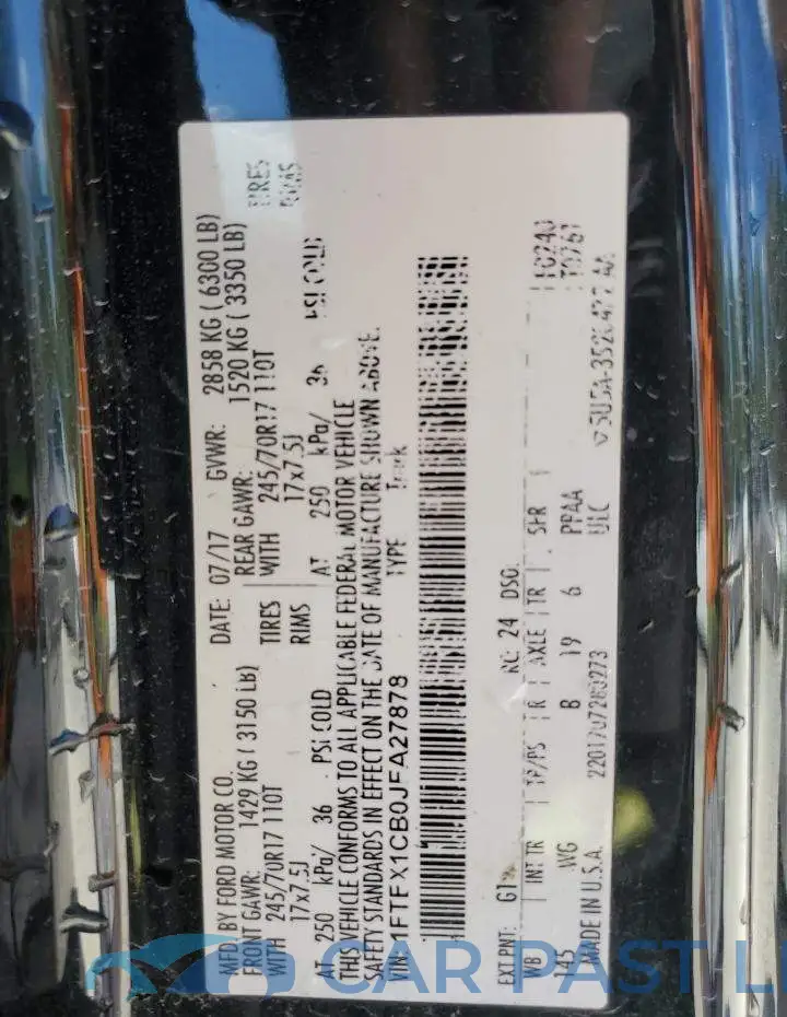 1FTEX1CB0JFA27878# 12
