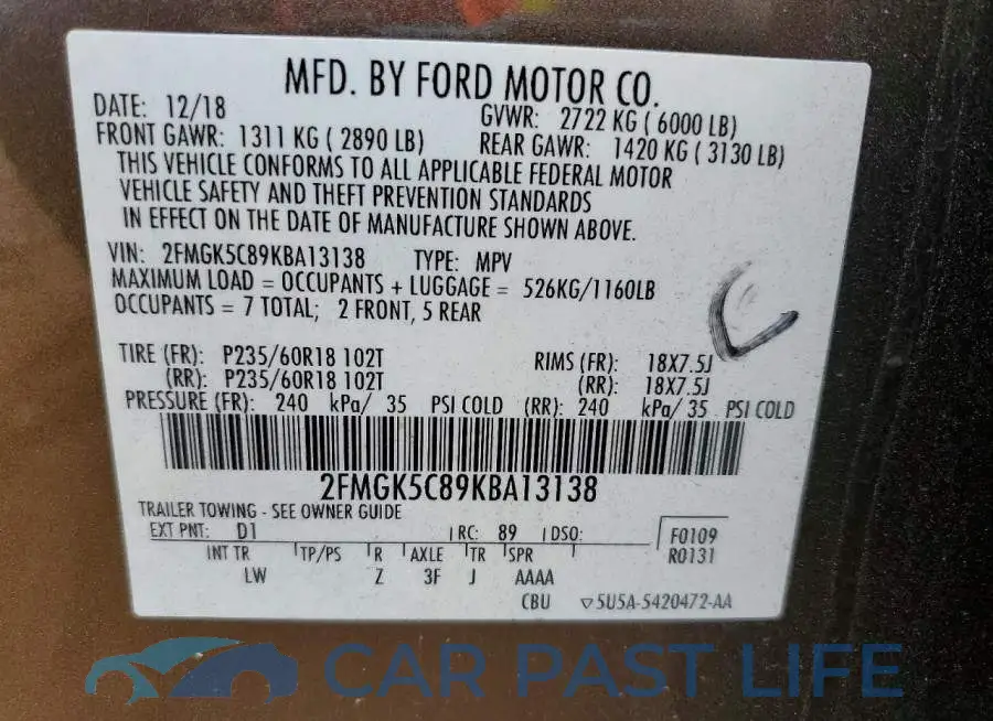 2FMGK5C89KBA13138# 13
