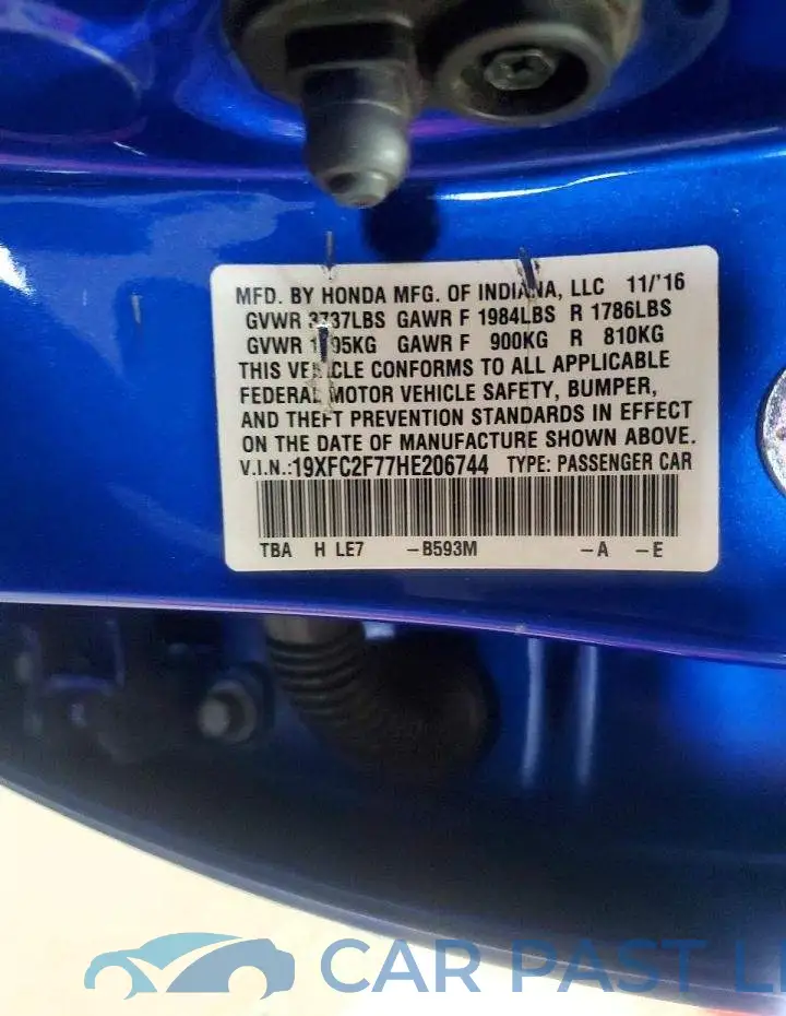 19XFC2F77HE206744# 13