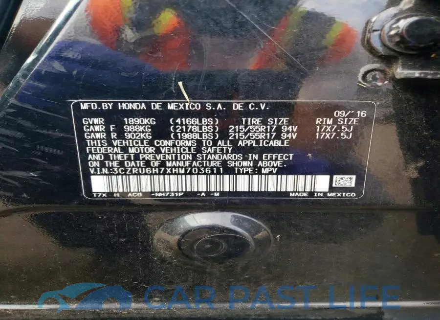3CZRU6H7XHM703611# 12