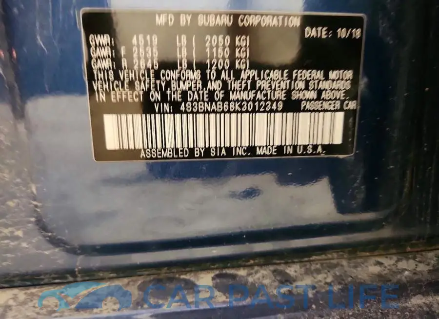 4S3BNAB68K3012349# 12