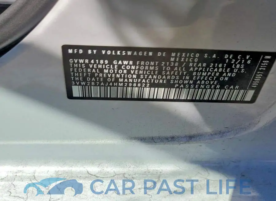 3VW2B7AJ4HM298822# 12