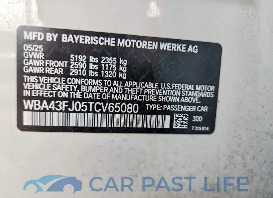 WBA43FJ05TCV65080# 12