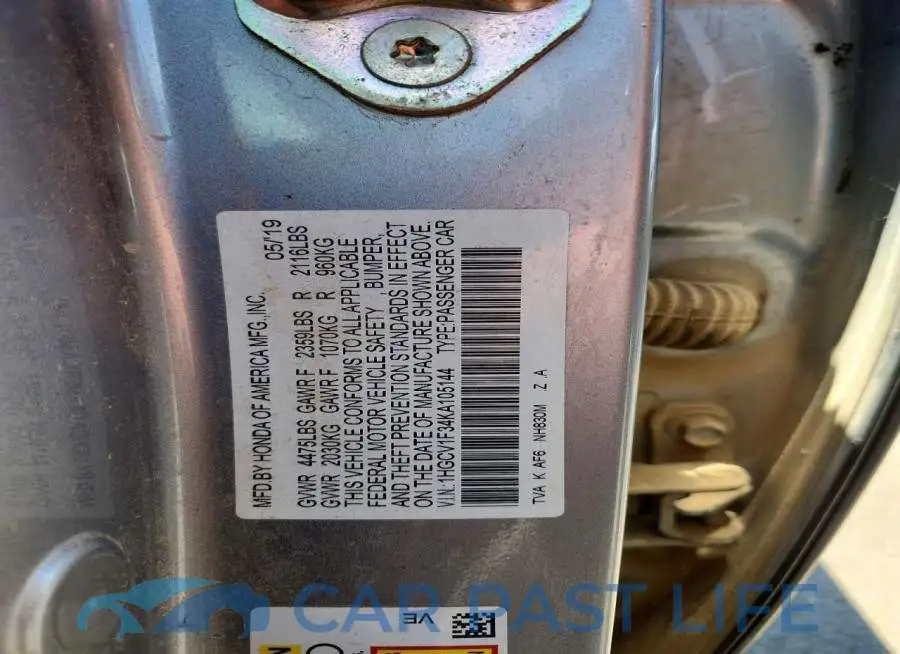 1HGCV1F34KA105144# 12