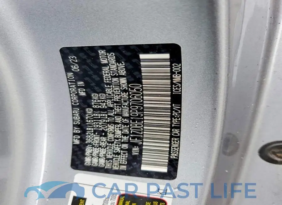 JF1ZDBE19P9706050# 12