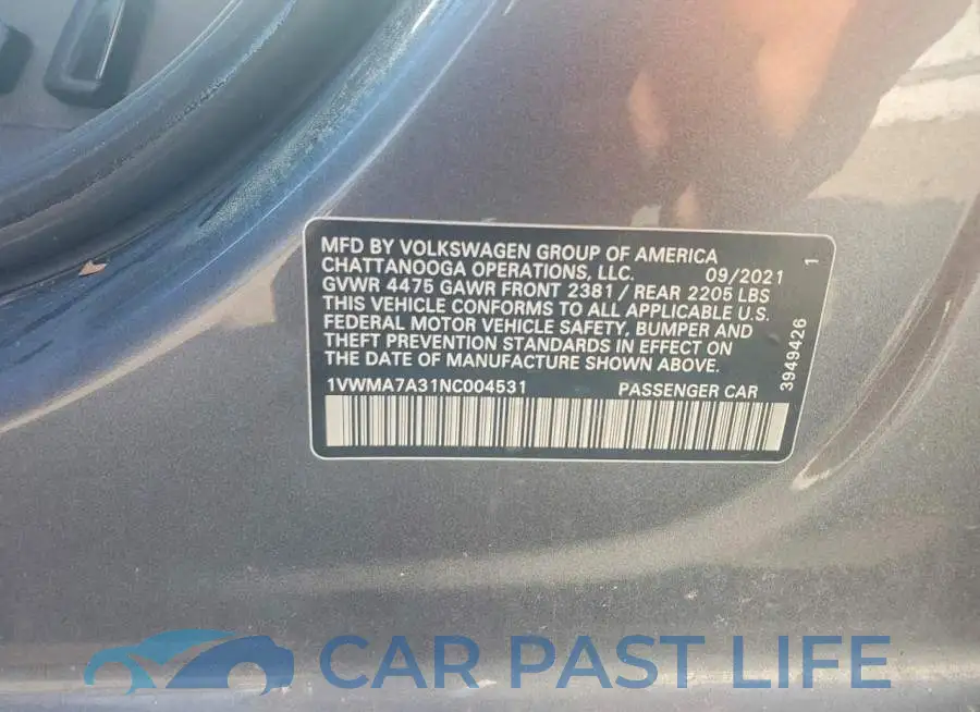 1VWMA7A31NC004531# 13