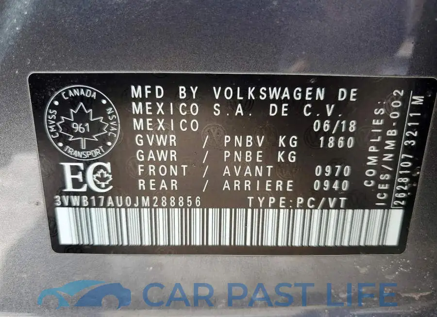3VWB17AU0JM288856# 13
