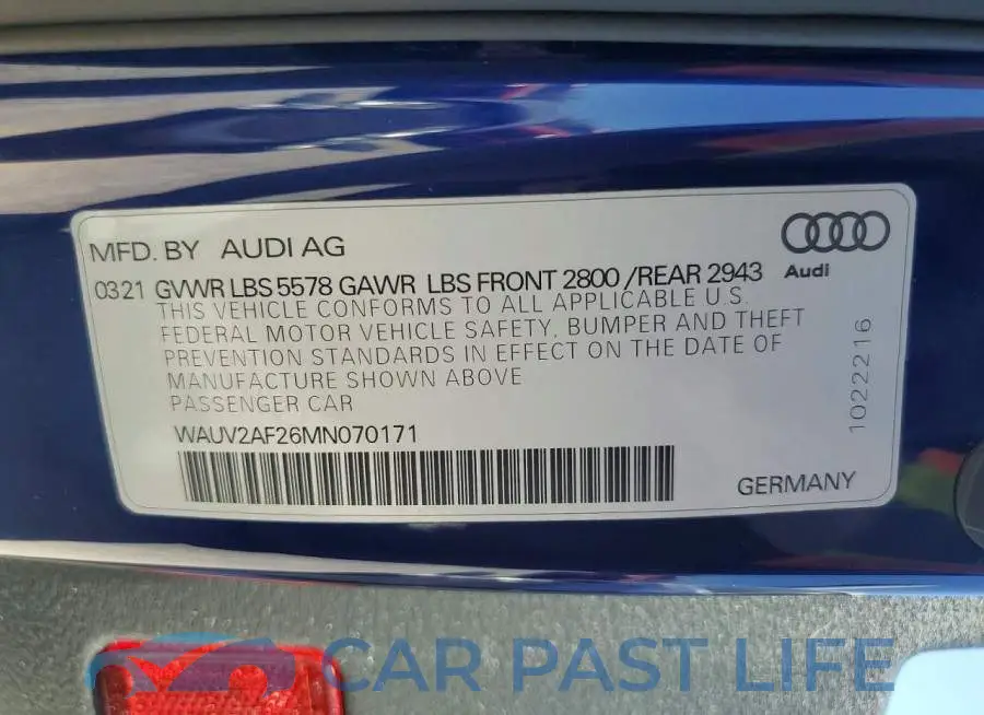 WAUV2AF26MN070171# 12
