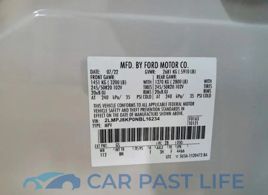 2LMPJ8KP0NBL16234# 13