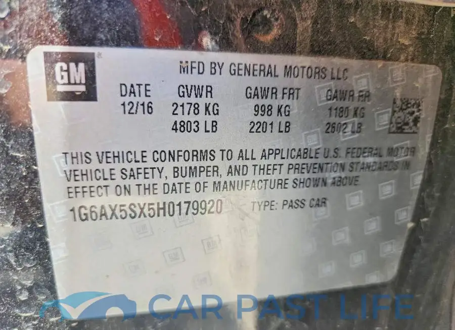 1G6AX5SX5H0179920# 12