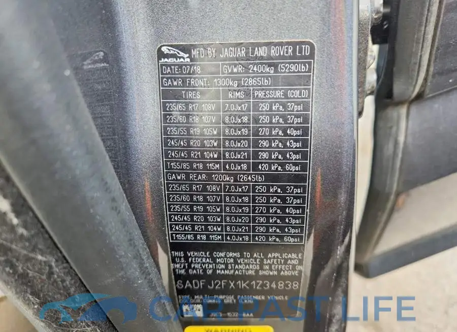 SADFJ2FX1K1Z34838# 12