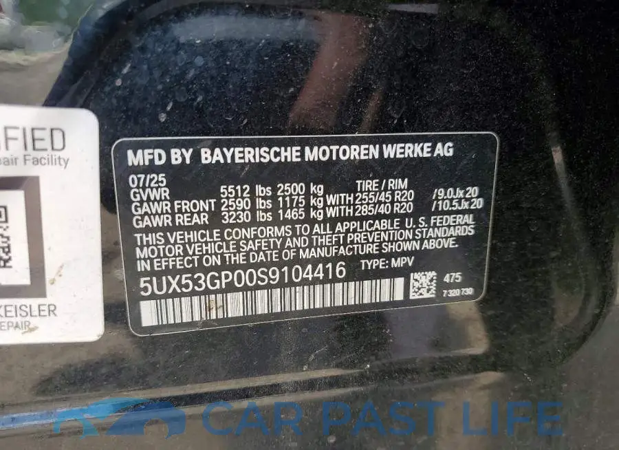 5UX53GP00S9104416# 12