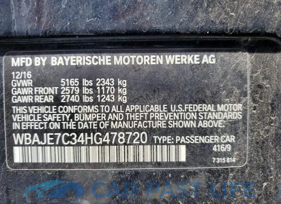 WBAJE7C34HG478720# 12
