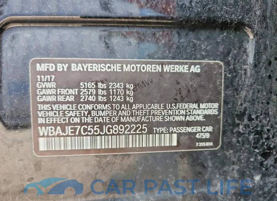 WBAJE7C55JG892225# 12