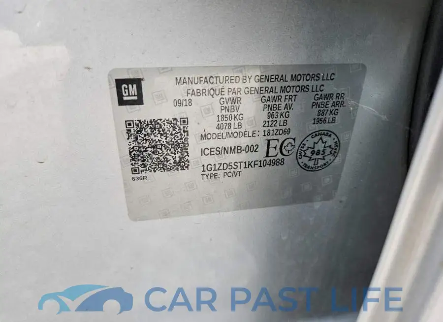 1G1ZD5ST1KF104988# 12