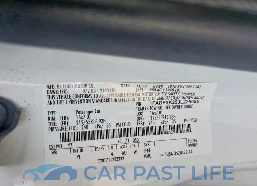 1FADP3K25JL225095# 12