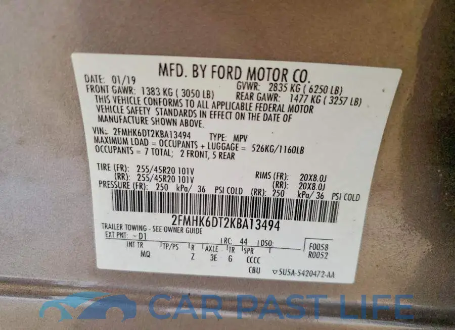 2FMHK6DT2KBA13494# 13