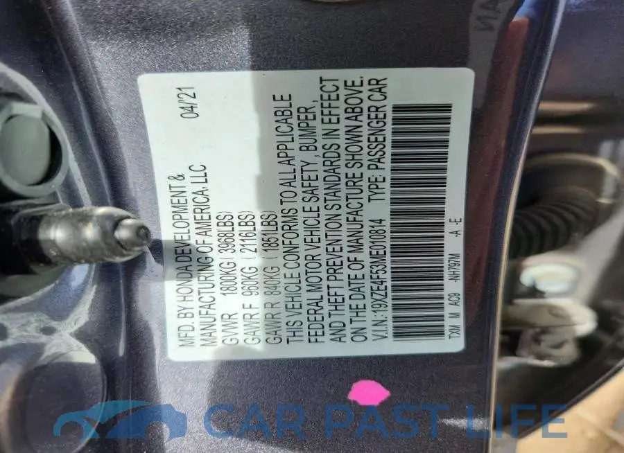 19XZE4F53ME010814# 12