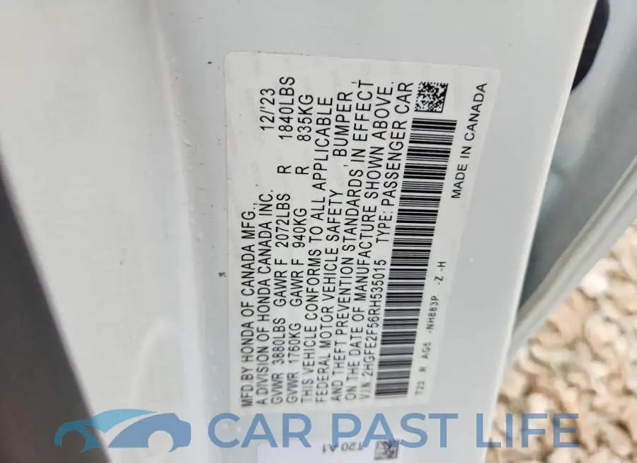 2HGFE2F56RH535015# 12