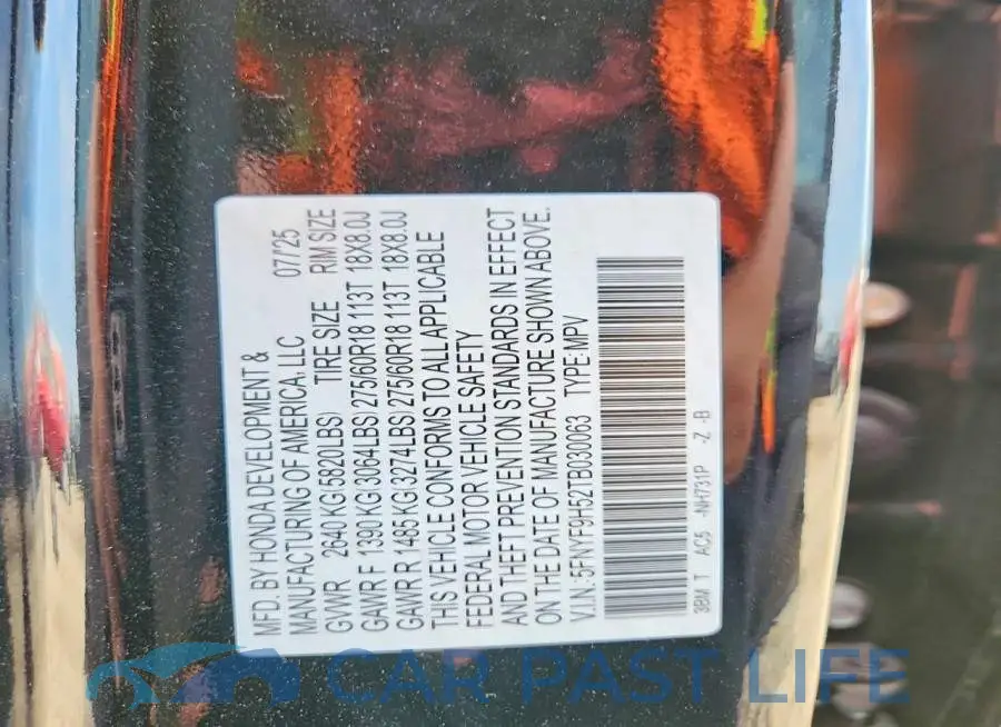 5FNYF9H52TB030063# 13
