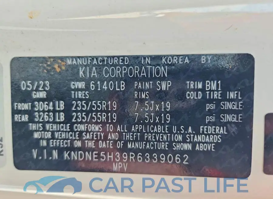 KNDNE5H39R6339062# 14