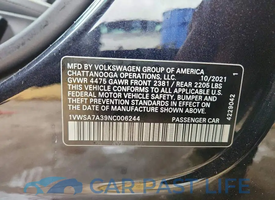 1VWSA7A39NC006244# 12