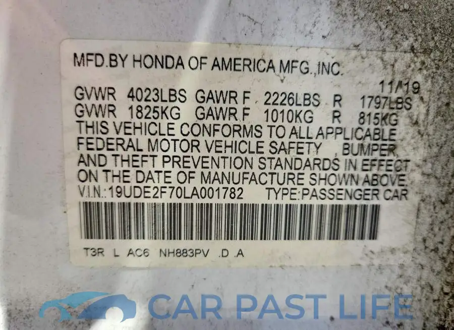 19UDE2F70LA001782# 12