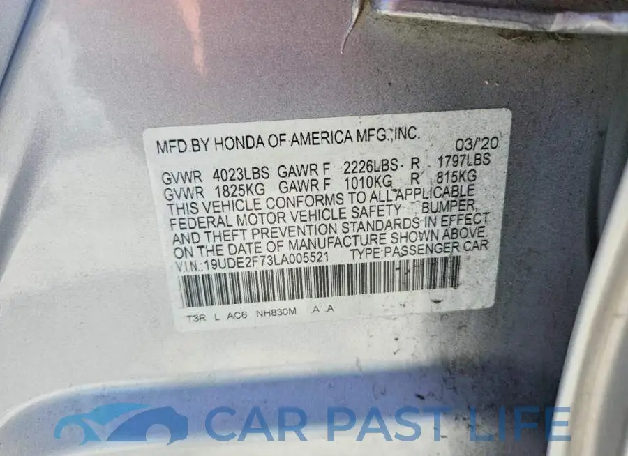 19UDE2F73LA005521# 12