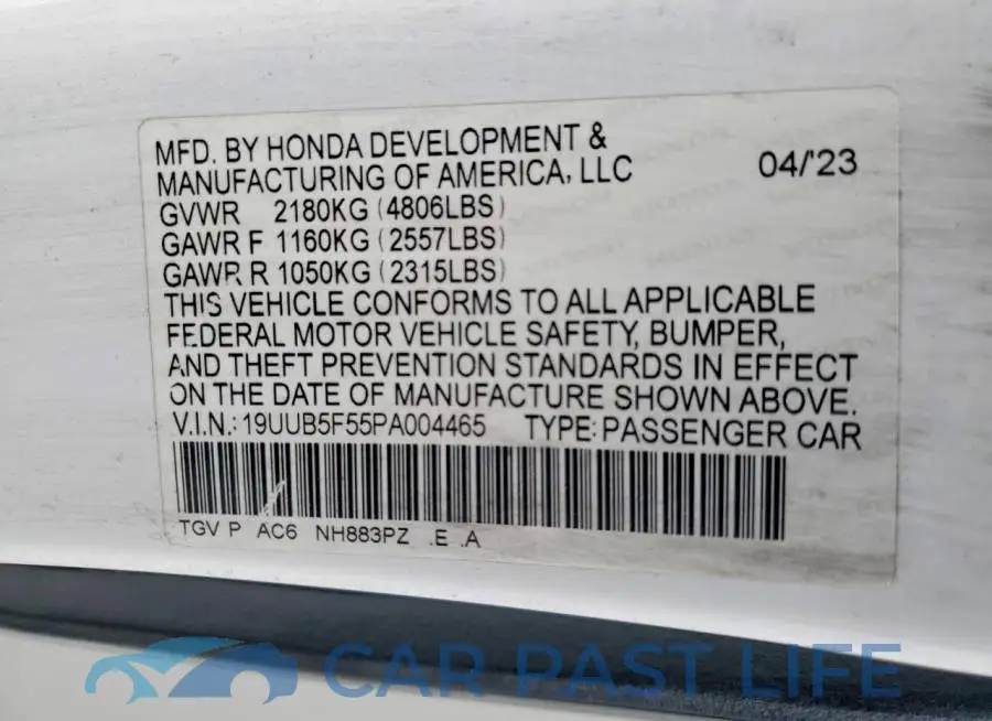 19UUB5F55PA004465# 12