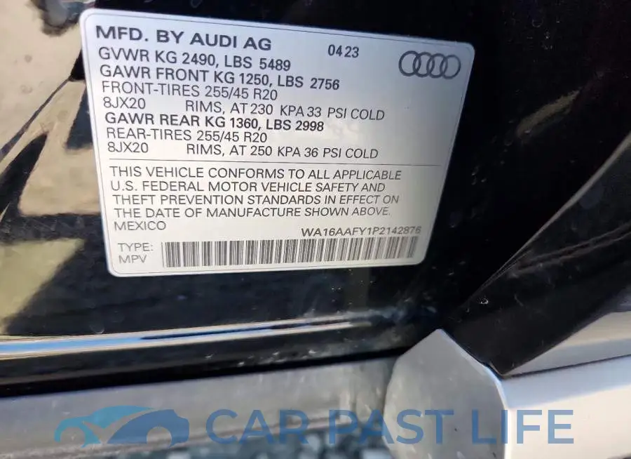 WA16AAFY1P2142876# 12
