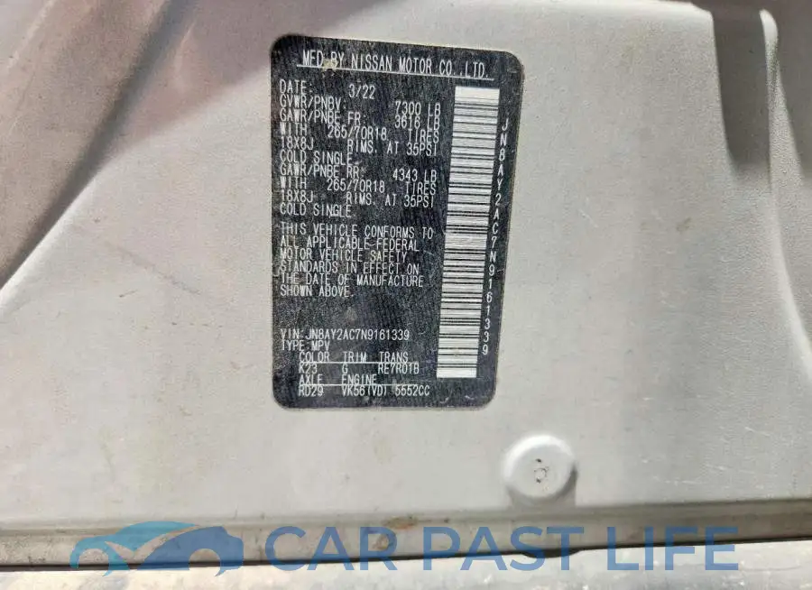 JN8AY2AC7N9161339# 14