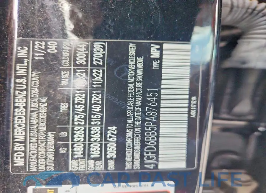 4JGFD6BB5PA876451# 12