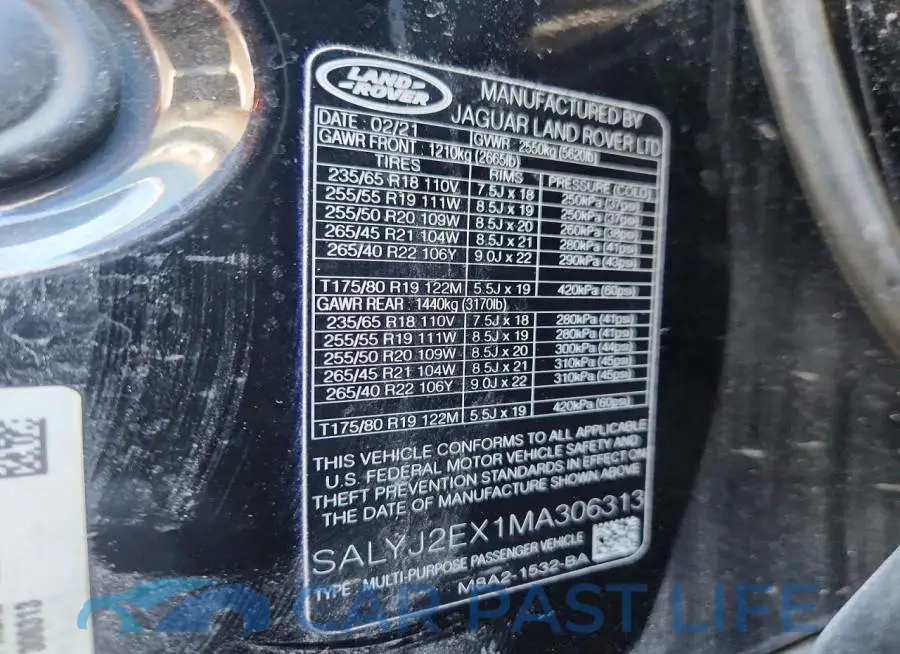 SALYJ2EX1MA306313# 13