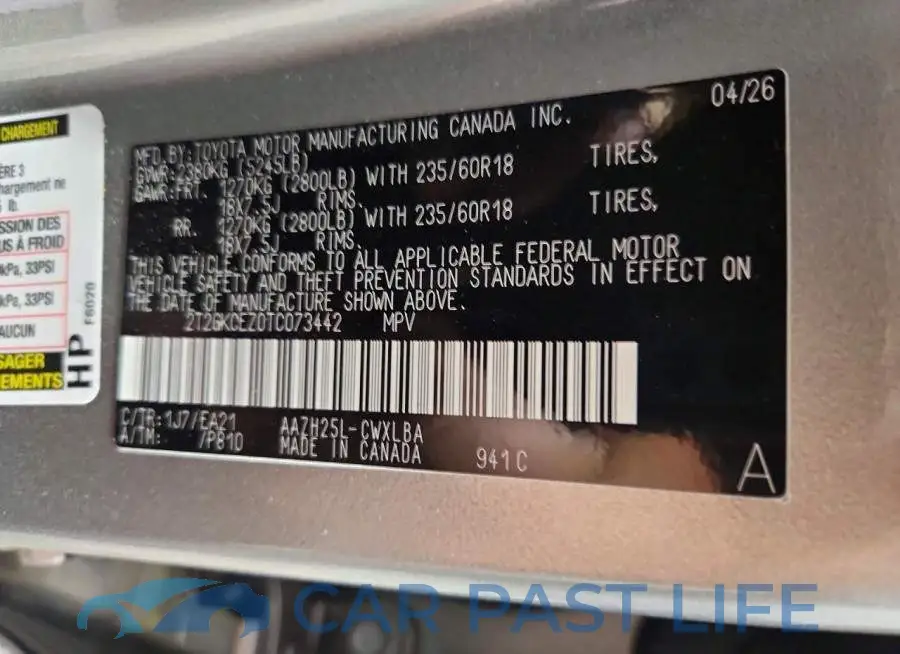 2T2GKCEZ0TC073442# 13