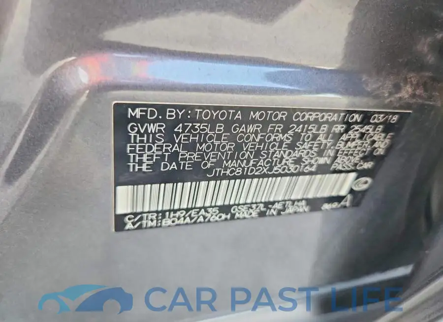 JTHC81D2XJ5030164# 12