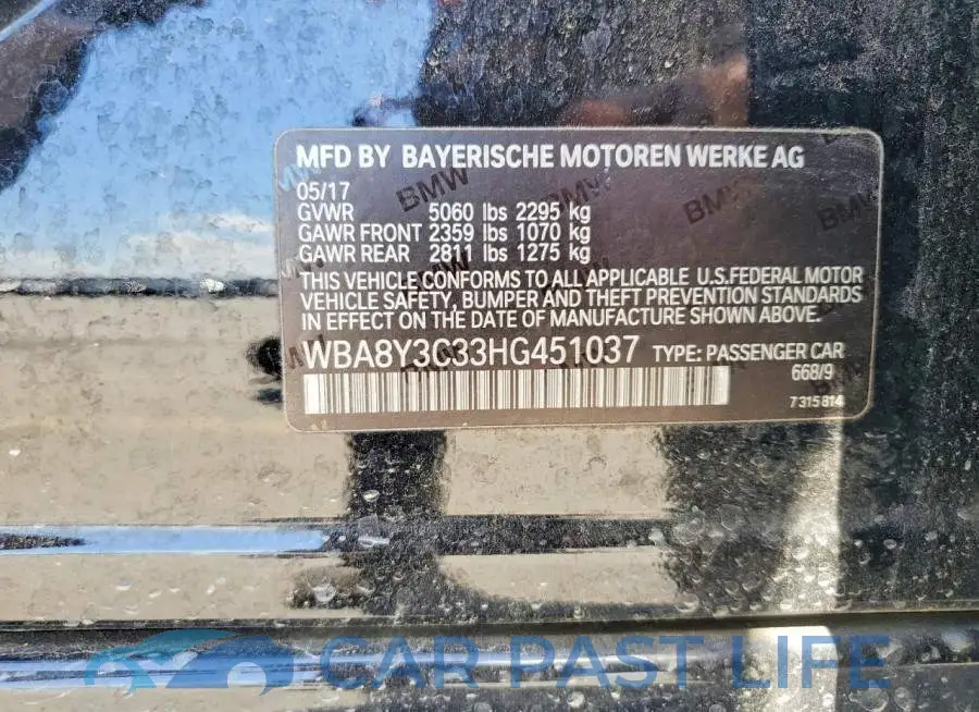 WBA8Y3C33HG451037# 12