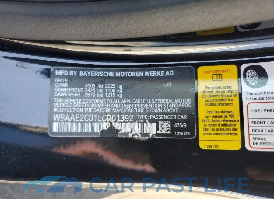 WBAAE2C01LCD01392# 12