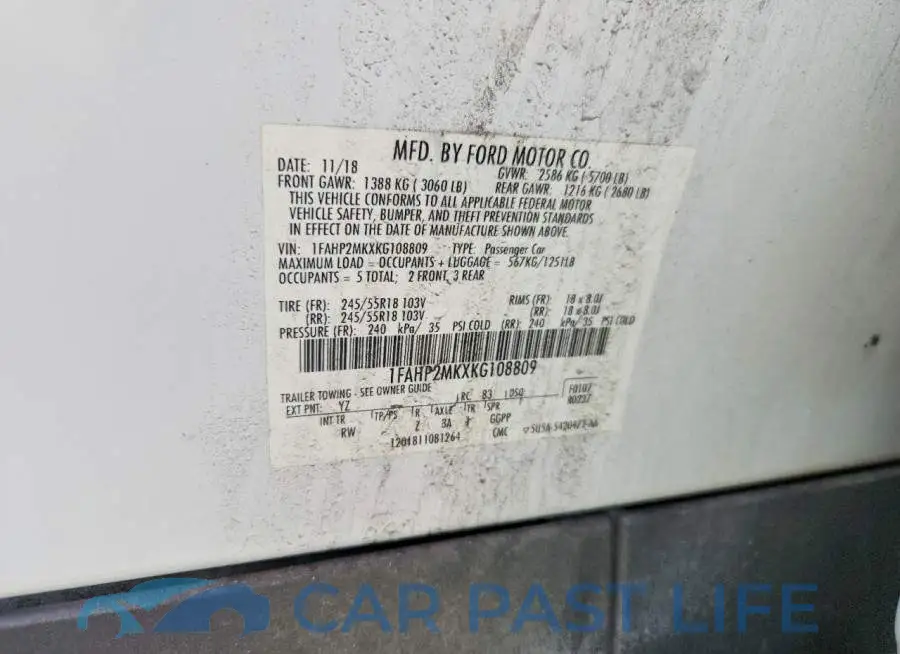 1FAHP2MKXKG108809# 12